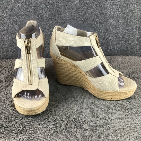 Michael Kors Damita Beige Wedge Sandals Sz 8 - Picture 3 of 14